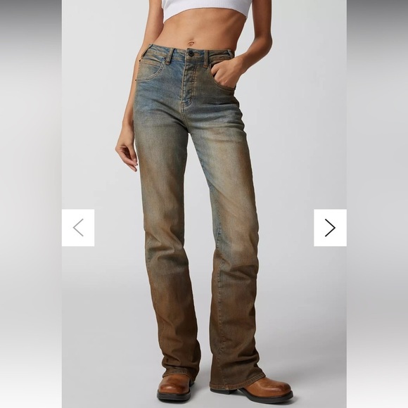 Neon Denim Brand N. D. B. Henley Straight Jeans 27 sold at Free People 5 - Picture 7 of 9